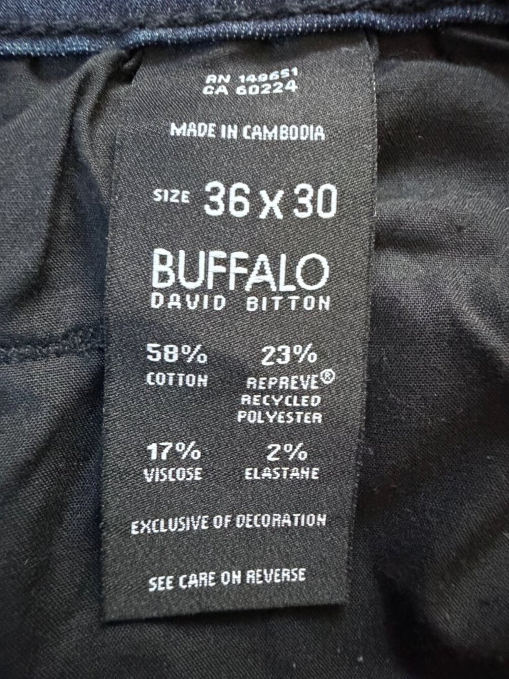 Buffalo David Bitton Adam Slim Stretch Jeans -Men's Size 36x30 - Dark Wash - EUC - Picture 10 of 10